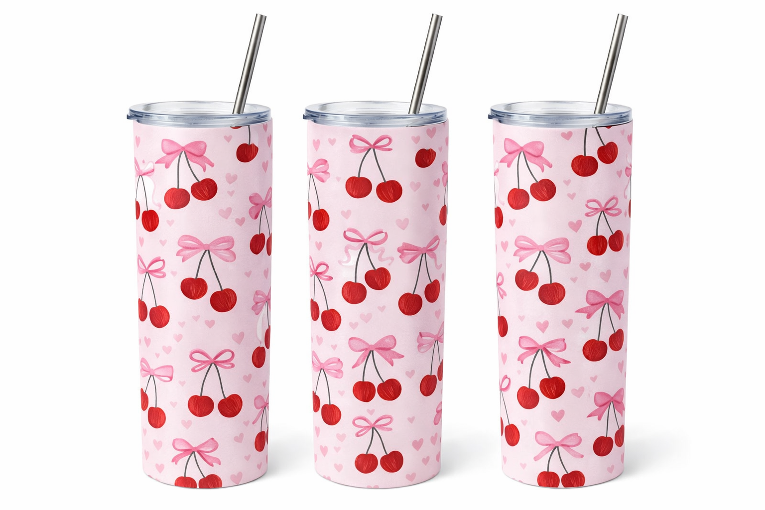 PINK bow cherry 1  20 oz Tumbler