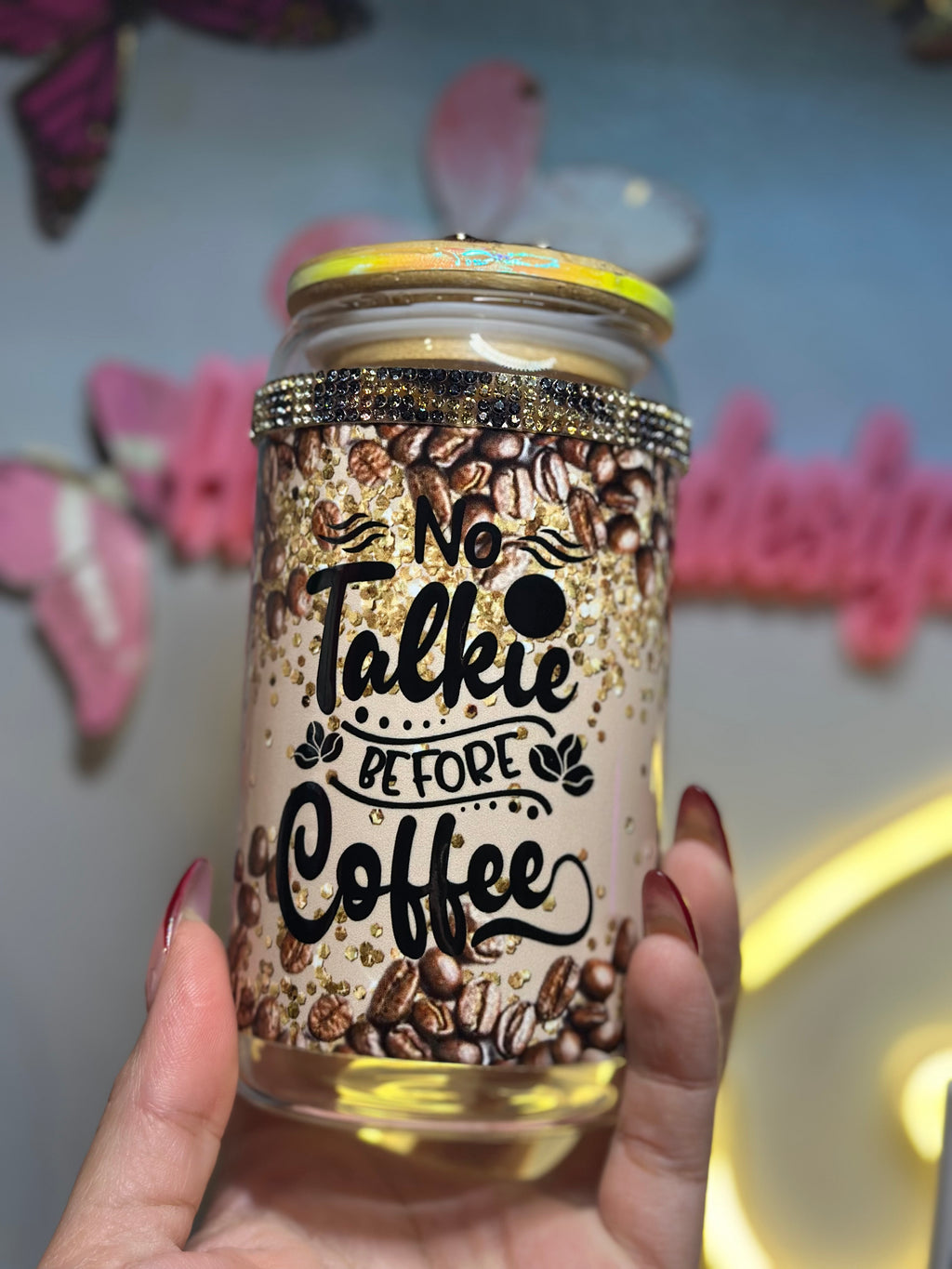 No talkie before coffee Libby Glass Jar