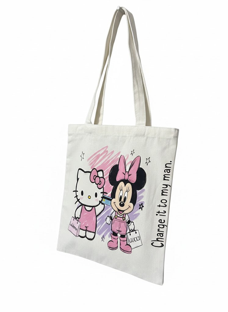 Hello Hitty/ Minnie Canvas Tote Bag