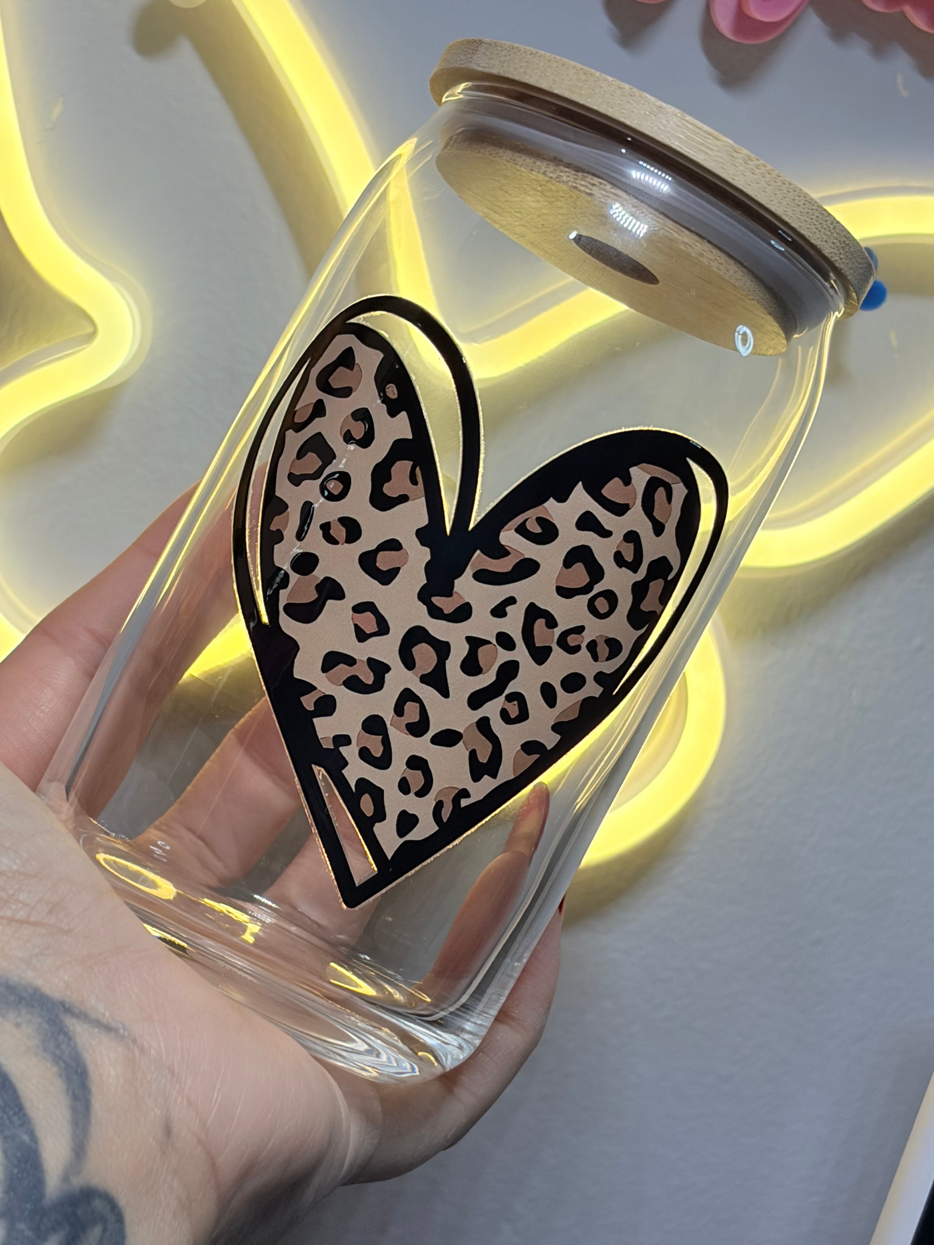 leopard heart 14 oz Libby