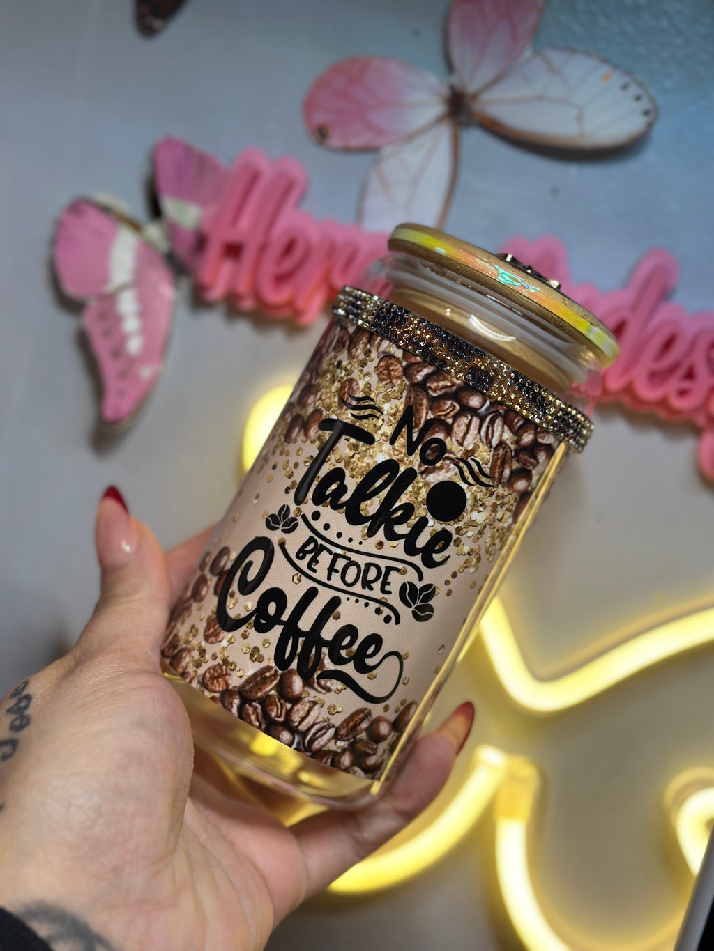 No talkie before coffee Libby Glass Jar