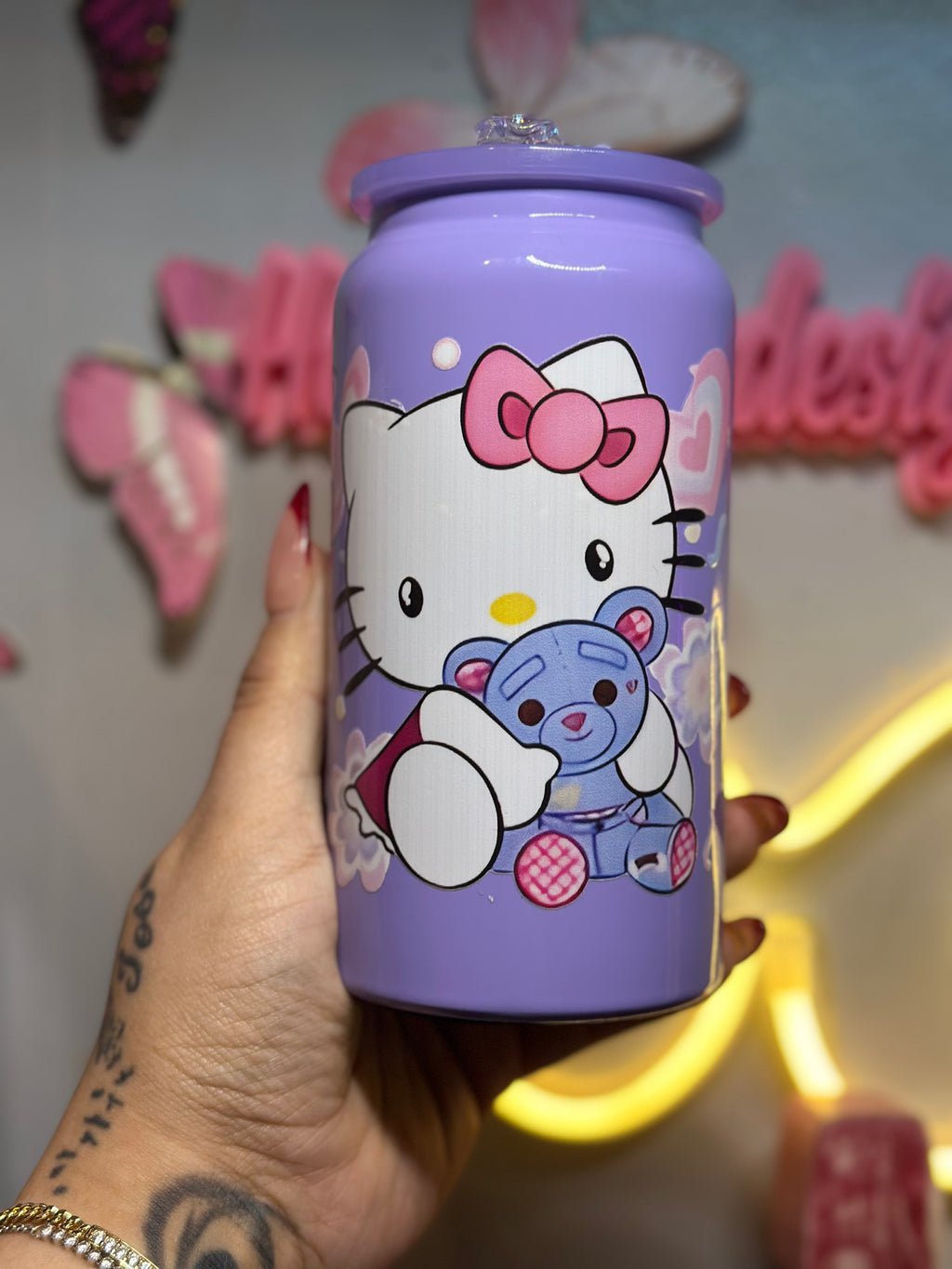 Hello kitty flower stainless Libby jar