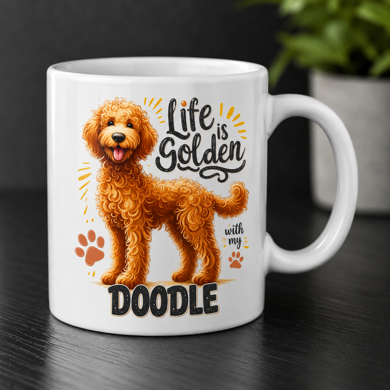 life is golden doodle mug