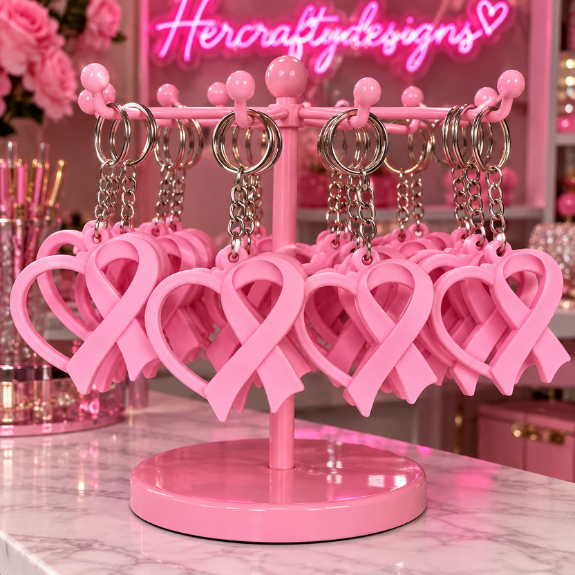 Cancer Pink Ribbon Keychain – Hercraftydesigns