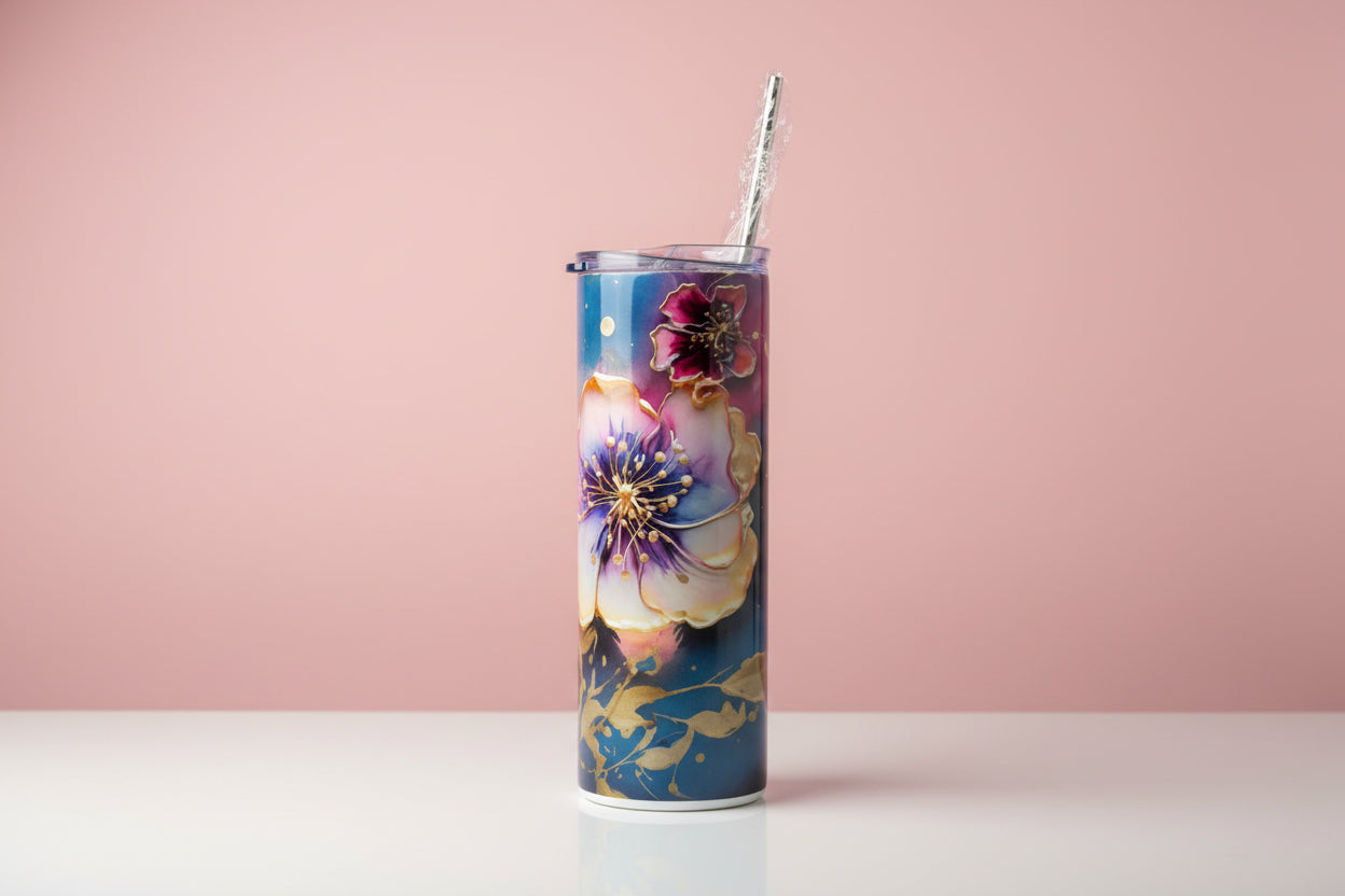 Water Color Flowers 20 oz Tumbler